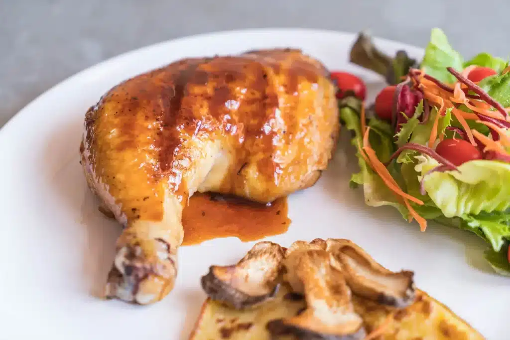 Assiette de poulet au miel