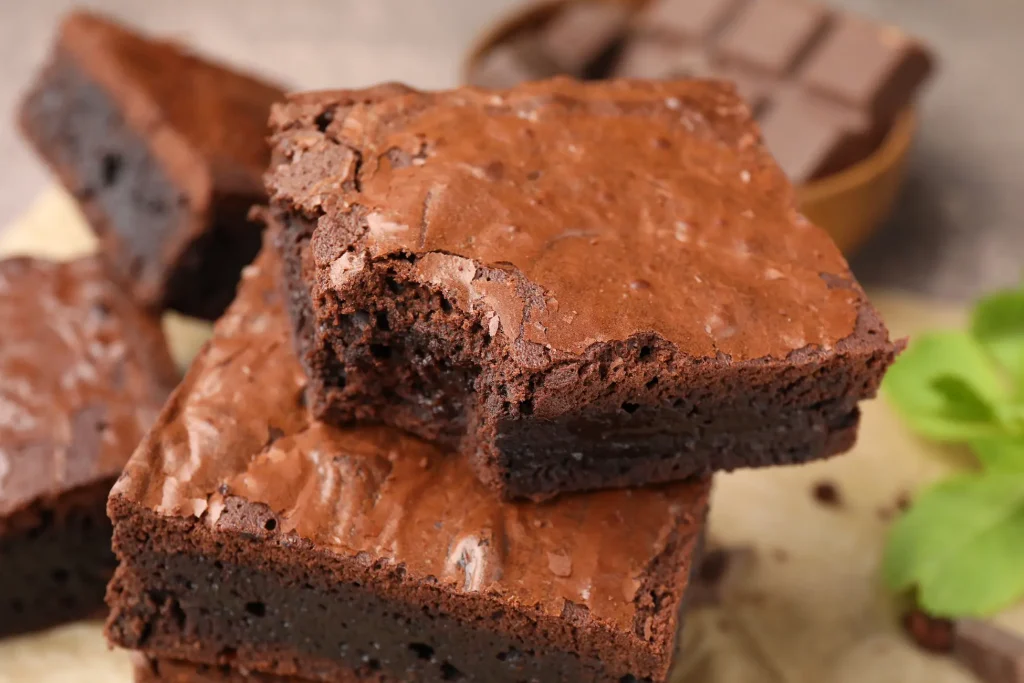 Part de brownie à la patate douce et au chocolat