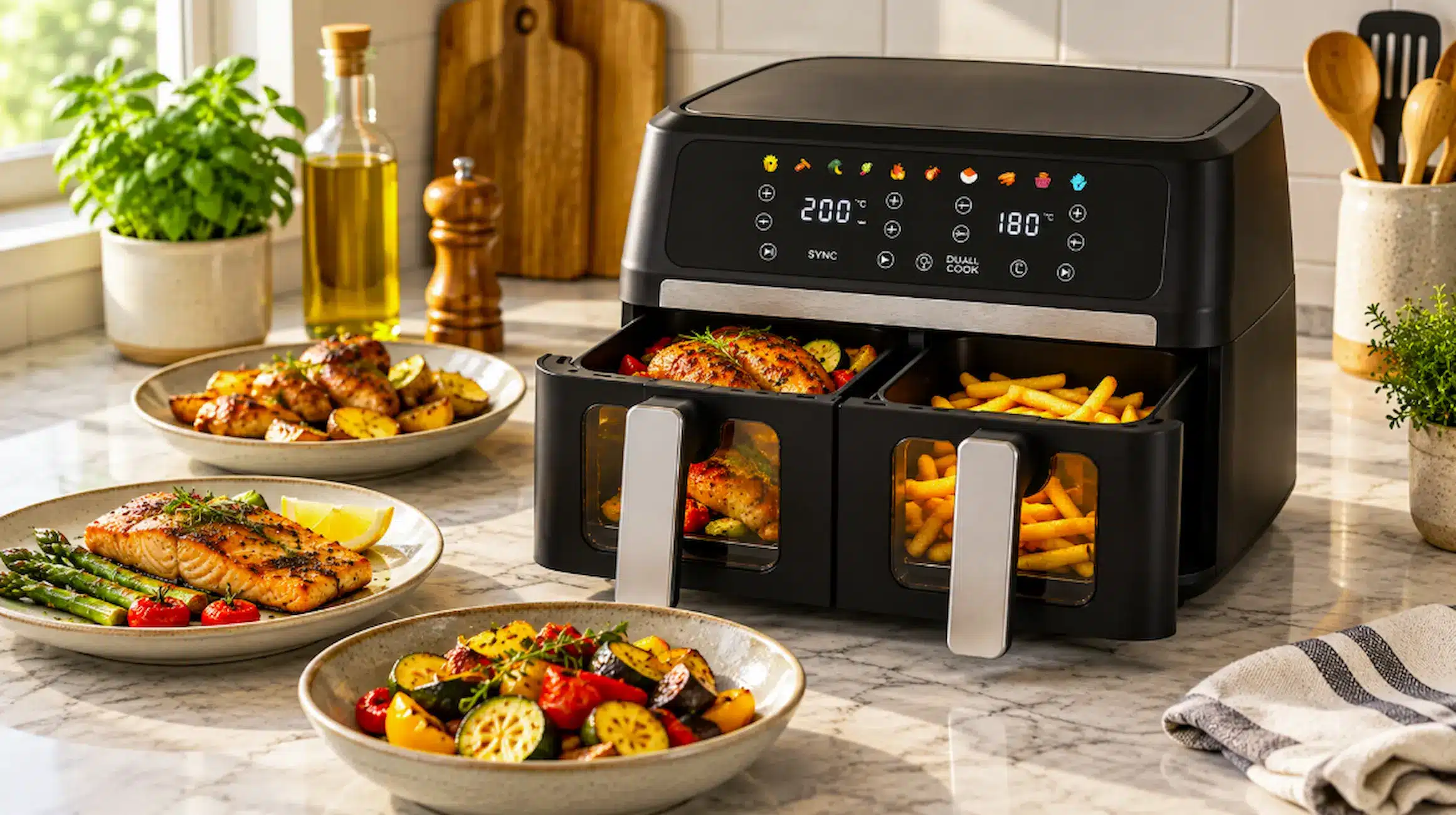 Air fryer double tiroir